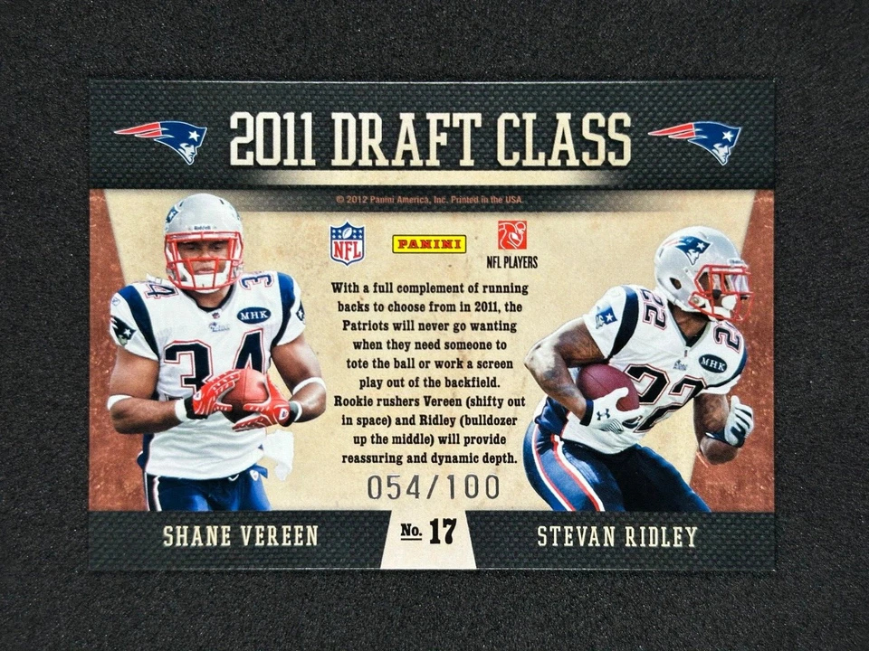 2011 Playoff Contenders Draft Class Gold #17 Stevan Ridley, Shane Vereen RC /100 - Image 2 of 2