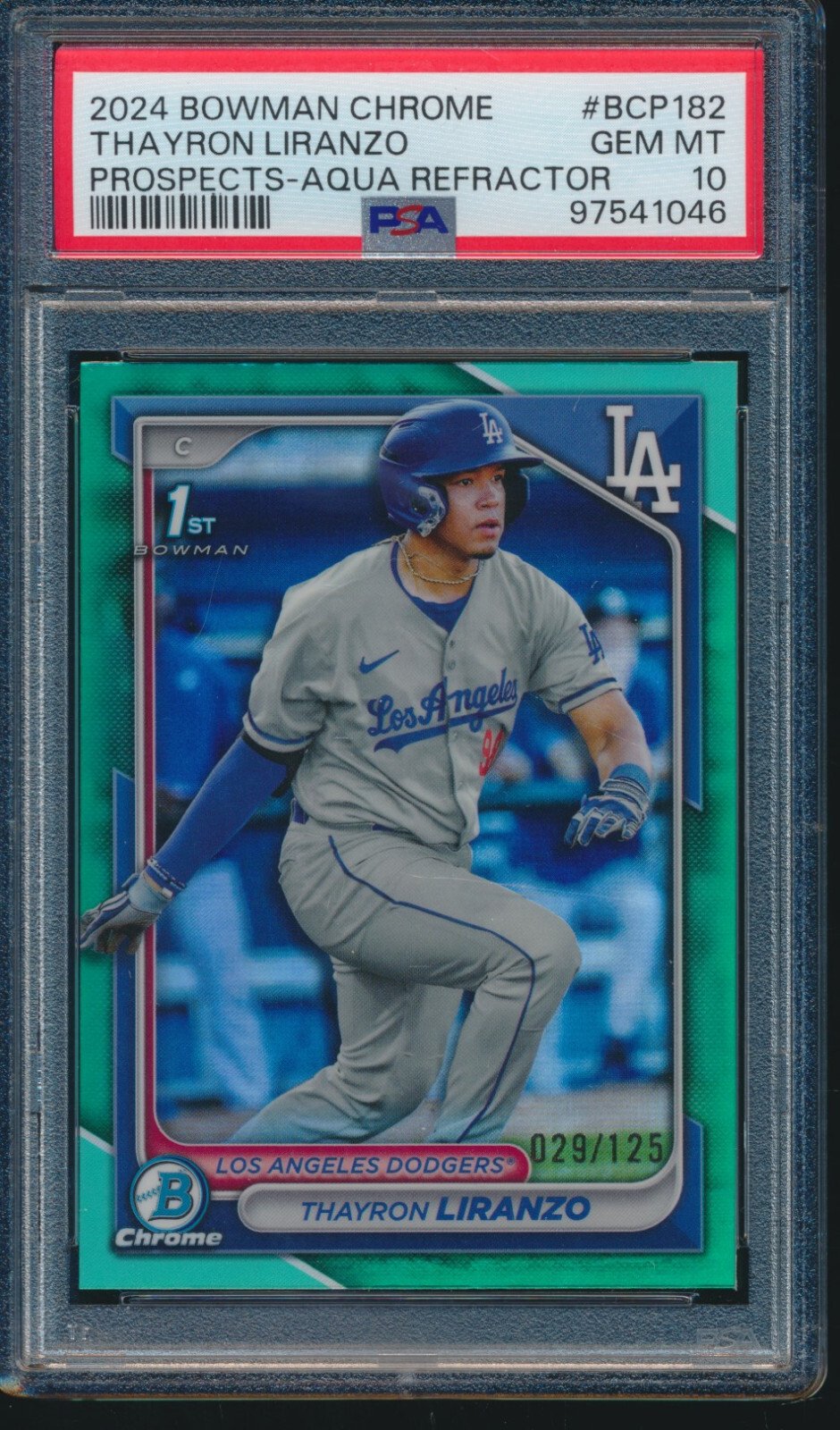 PSA 10 THAYRON LIRANZO 1st 2024 Bowman Chrome AQUA REFRACTOR/125 RC GEM MINT