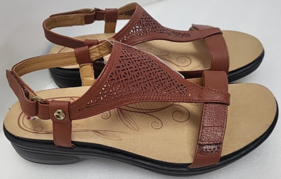Revere Women's US 6.5 EU 37 Santa Fe Cognac Leather Arch Support Comfort Sandals