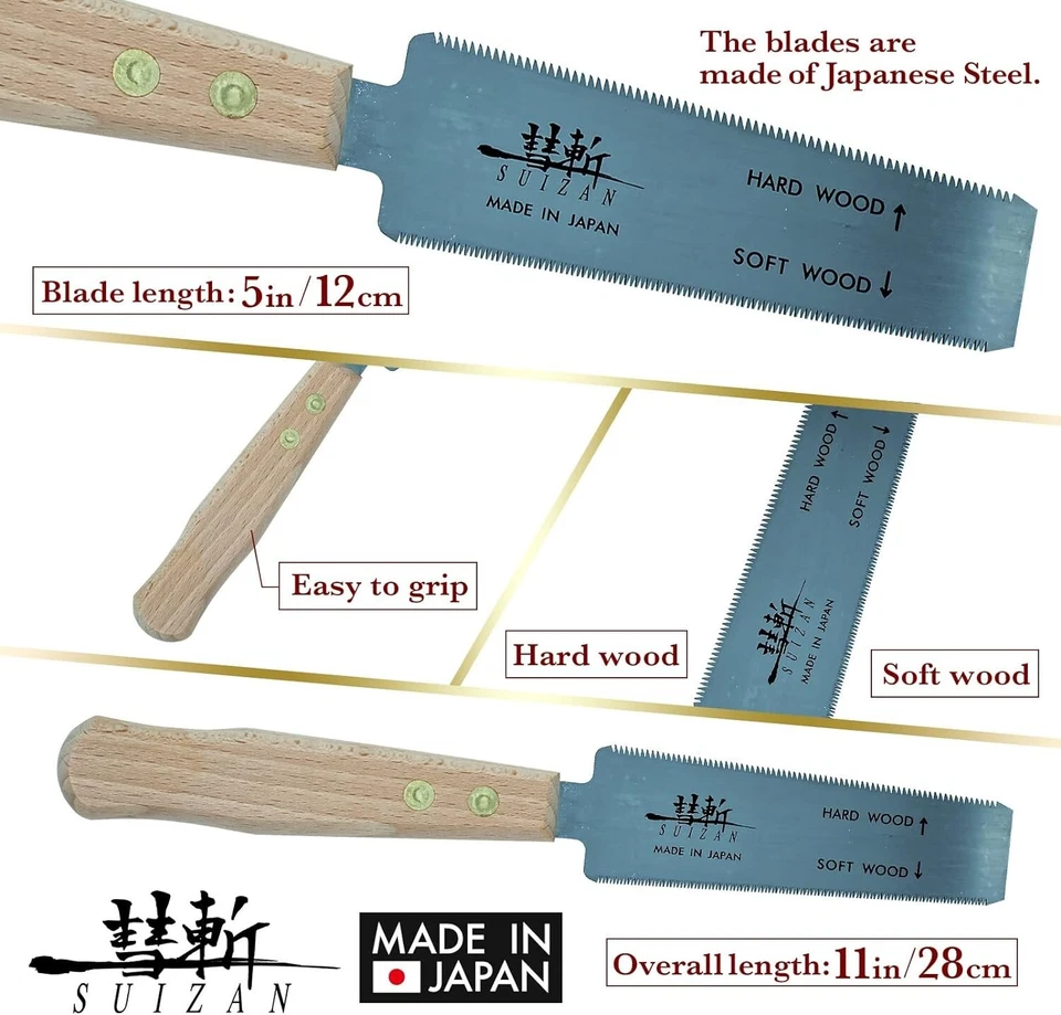 Sierra de corte al ras japonesa SUIZAN sierra de mano de 5 pulgadas para madera dura y madera blanda Foto 2 de 4