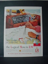 1964 L&M Cigarettes Navigator Charts on Boat Vintage Print Ad 11442