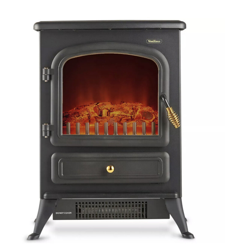 1850W Small Black Portable Electric Stove Heater Log Burning Effect  Fireplace | eBay