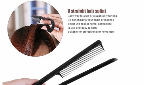 Flachkamm Haarglätter Aus Hitzebeständigem PP – V-förmiger Kamm Für Glattes Haar, Einfach Mit Föhn Zu Nutzen (20 Cm)