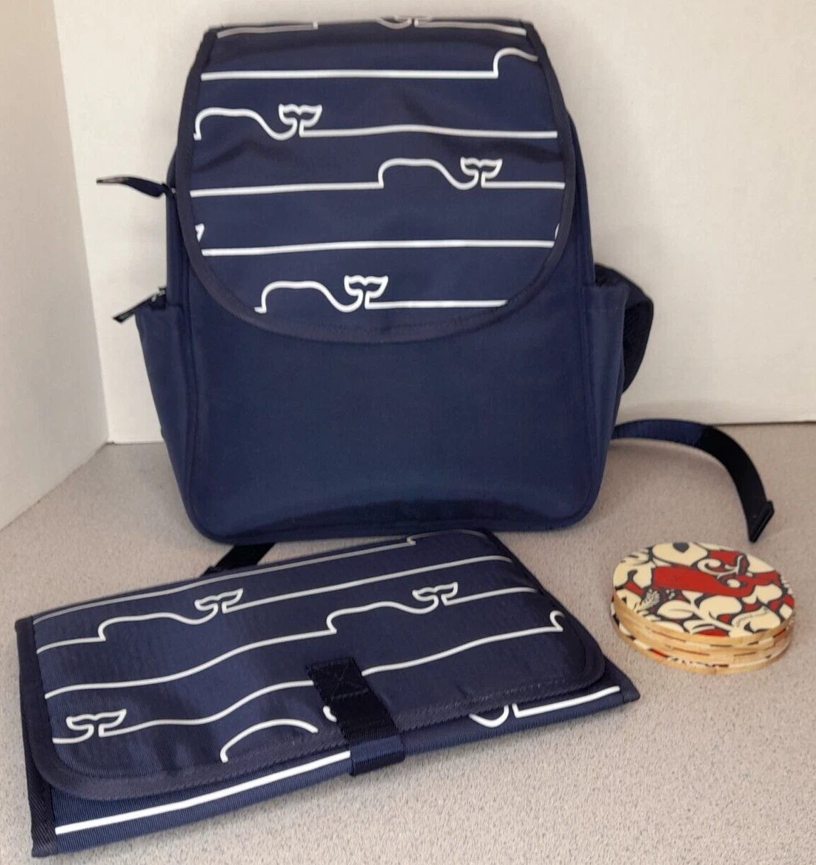 ⚡️Vineyard Vines Baby Boys Girls Backpack Diaper Bag Changing Pad Navy Blue🆕