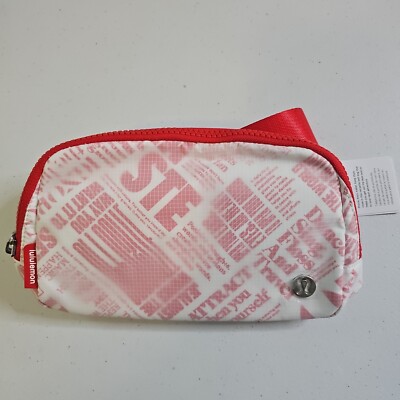 NEW NWT Lululemon Everywhere Belt Bag White & Red Manifesto Print ONE SIZE 