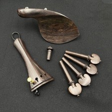 1set Undyed ebony violin parts 4/4, chinrest, tailpiece, pegs ,ebony Inlaid coil