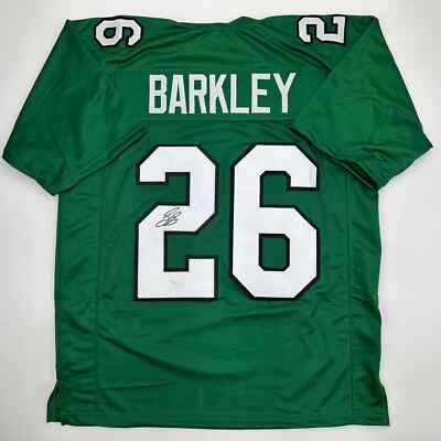 Autographed/Signed Saquon Barkley Philadelphia Kelly Green Jersey JSA COA 