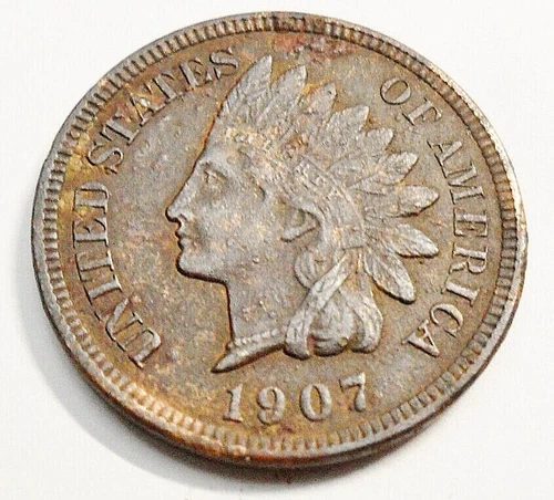 1907 P Indian Head Cent Penny *AU - ABOUT UNCIRCULATED DETAILS*  *FREE SHIPPING*
