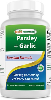 Best Naturals Parsley and Garlic 1000 mg per Serving 250 Vegetarian Capsules.