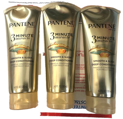 (3) PANTENE PRO-V 3 MINUTE miracle SMOOTH & SLEEK DEEP  CONDITIONER 6.0 OZ