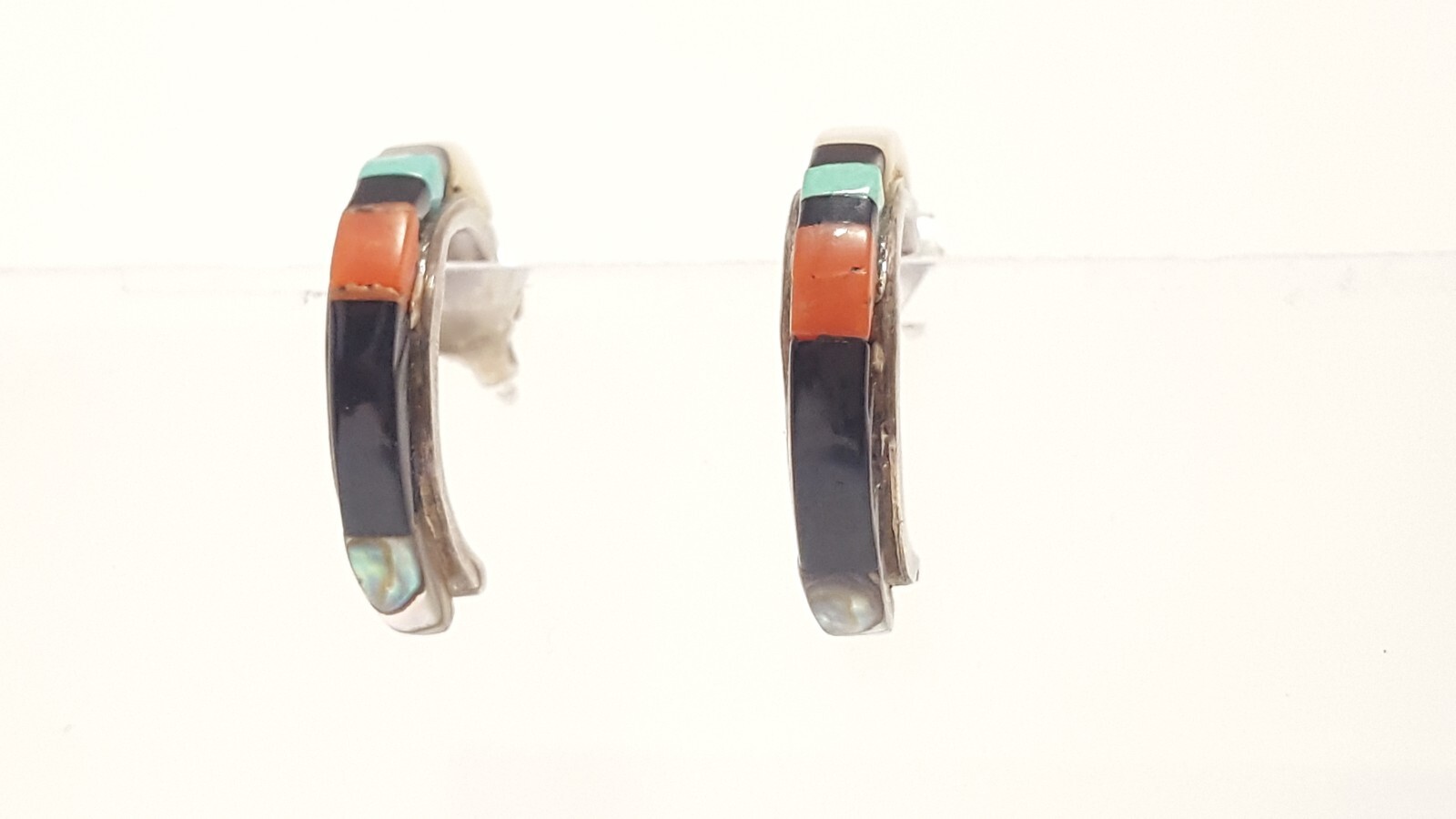 Sterling Silver Gemstone Patchwork Southwest Earr… - image 4