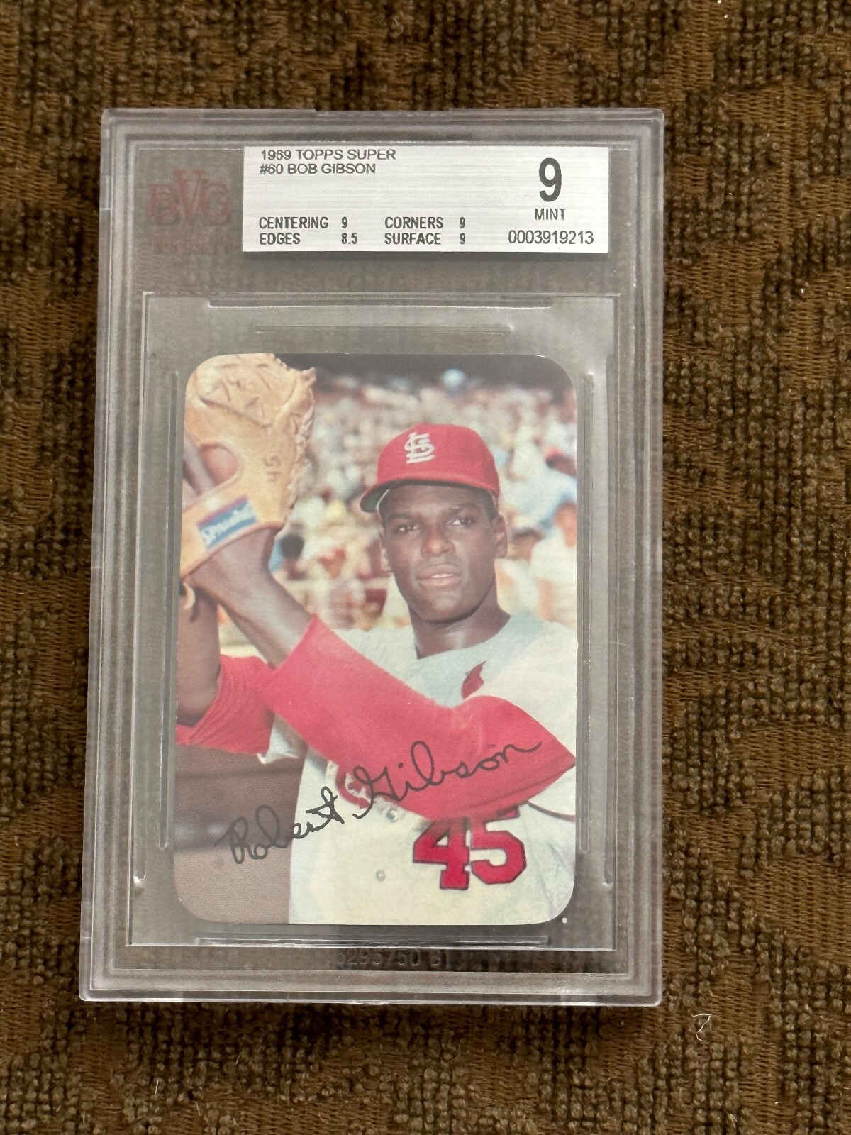 Bob Gibson #60 Baseball Cards 1969 Topps Super trading card — raw and PSA graded price guide