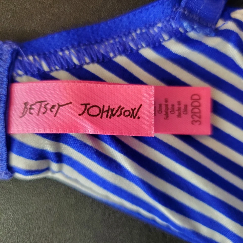 Sujetador Betsy Johnson Forever Perfect Demi Azul Blanco Rayas Acolchado Con Aros 32DDD Foto 4 de 4