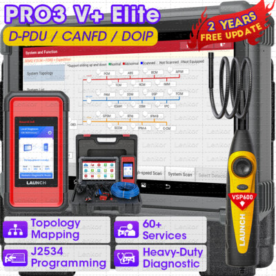 LAUNCH X431 PRO3S V+ 5.0 ELITE PRO5 Car Diagnostic Tool J2534 Programming Coding