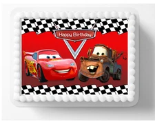 Red Cars Race Car Design Edible Image Personalized Edible Birthday Cake Topper