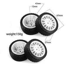 4PCS Reifen WRC RC Fiesta Citroen C3 Rally Flat Runner Tires 1 : 10 Modellauto