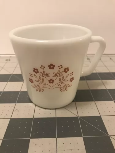 Pyrex Corelle Summer Impressions Ginger Brown Milk Glass Coffee Mug
