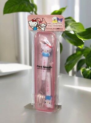  Hello Kitty Lunch Metal Tableware Spoon And Fork Set In Case 