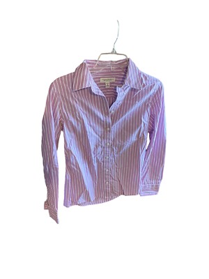 Women s Banana Republic Non Iron Fitted Purple White Striped Shirt Size 4 T7