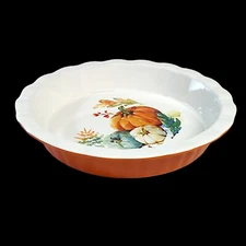 Way to Celebrate Ceramic Stoneware Orange Holiday Pie Plate 10.5"