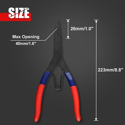 Angle Tip Lock & Retaining Ring Pliers Spring Loaded, 9'' Horseshoe Washer Pliers