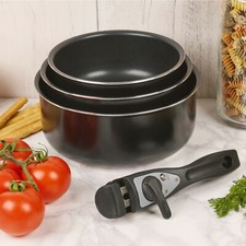 4 Piece Ceramic Cookware Saucepan Pots Set with Detachable Handles and Induction