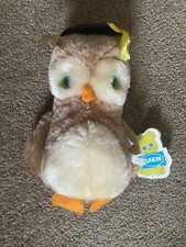 RARE Dakin "Obie" Graduation Owl Lime Green Eyes Graduation Cap '1975 8" Plush