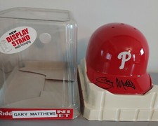 Gary Matthews Autographed Signed Phillies Riddell Mini Helmet - RARE!! - w/COA