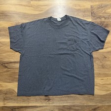 Vintage Hanes Shirt Men 2XL XXL Solid Gray Short Sleeve USA Made Pocket Crewneck
