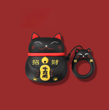 3D Cartoon Cat Airpods Case Silicone with Ring