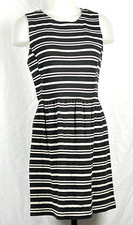 Madewell Black & Cream Textured Stripe Cotton/Poly Sleeveless Afternoon Dress M