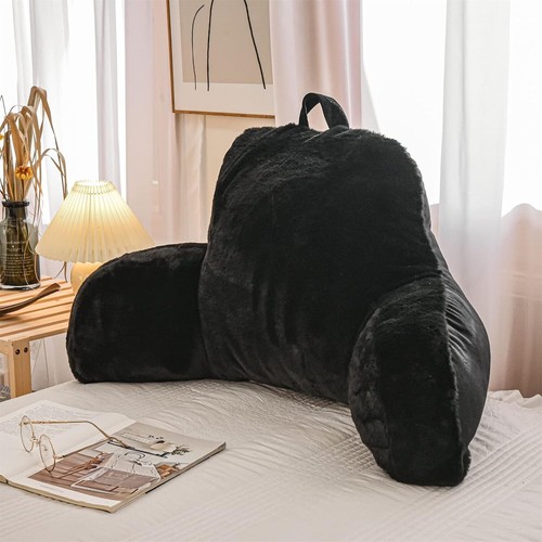Luxurious Faux Fur Reading Pillow Wedge for Adults & Kids - Firm Back Support - Picture 3 of 10