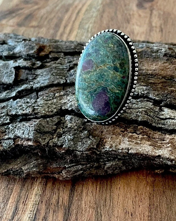 Anillo de piedras preciosas fucsita rubí tamaño 5,5 - chapado en plata de ley 925 - nuevo  Foto 3 de 4