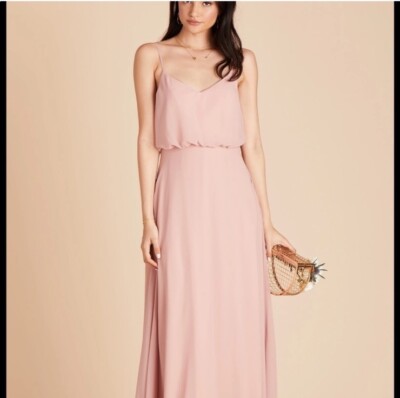 rose quartz formal dress Birdy Grey Gwennie Chiffon Bridesmaid Maxi Large NWT rust maxi dress