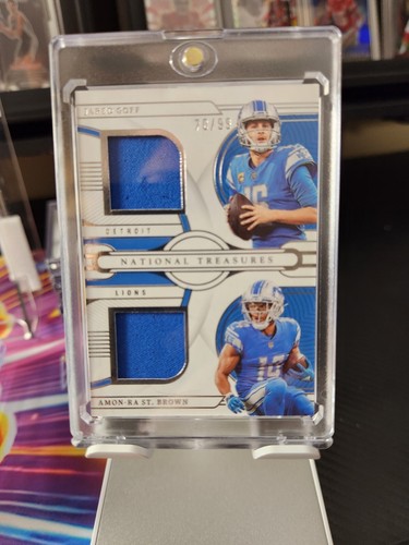 JARED GOFF & AMON-RA ST. BROWN NATIONAL TREASURES 2022 DUEL PATCH 70/99 🤩🤩🤩