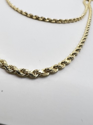 14k Gelbgold massive diamantgeschliffene Seil Kette Halskette 20" 3mm 13,7g nicht hohl - Bild 1 von 4