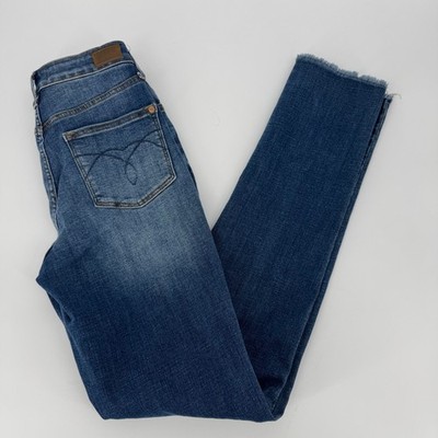 Judy Blue High Rise Skinny Jeans Womens 1 25 Raw Hem Blue