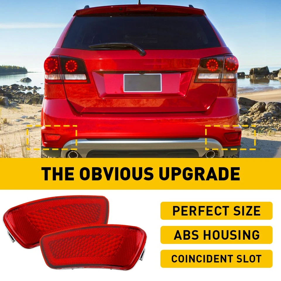 2X LEFT & RIGHT SIDE REAR BUMPER LIGHT REFLECTOR FOR DODGE JOURNEY JEEP COMPASS - Imagem 4 de 4