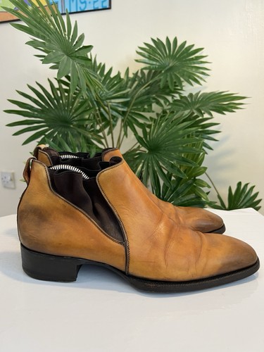 Tom Ford Elkan Cap Brown Leather Chelsea Boots Made In Italy Size 11M