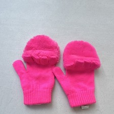 The Children's Place Girls Pink Fingerless Flip-Top Knit Gloves Solid 4-7