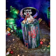 New 3'7" Tall Scary Rabid Raccoon in Trash Can Animatronic Halloween Decoration