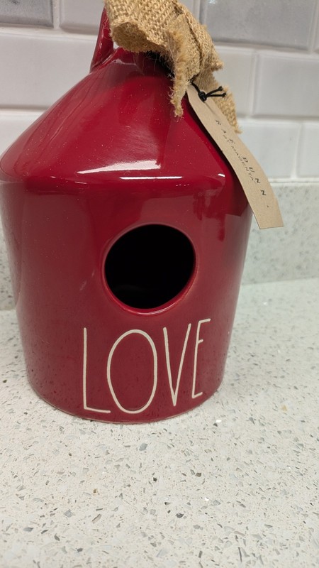 Rae Dunn Birdhouse Artisan Collection Red LOVE New with Tags
