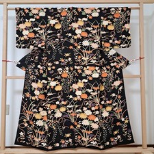 Kimono Koshida Silk Small Pattern Used or Size 64.5cm Sleeve 155.5cm