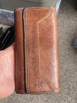 Frye Melissa Trifold antique leather wallet in Cognac  brown