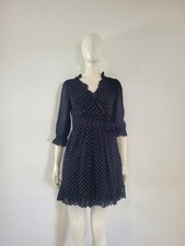 Leon & Harper (M) Black & Gold Polka-Dot Dress UK 10 12 EU 38 40 Wrap Waist-Tie