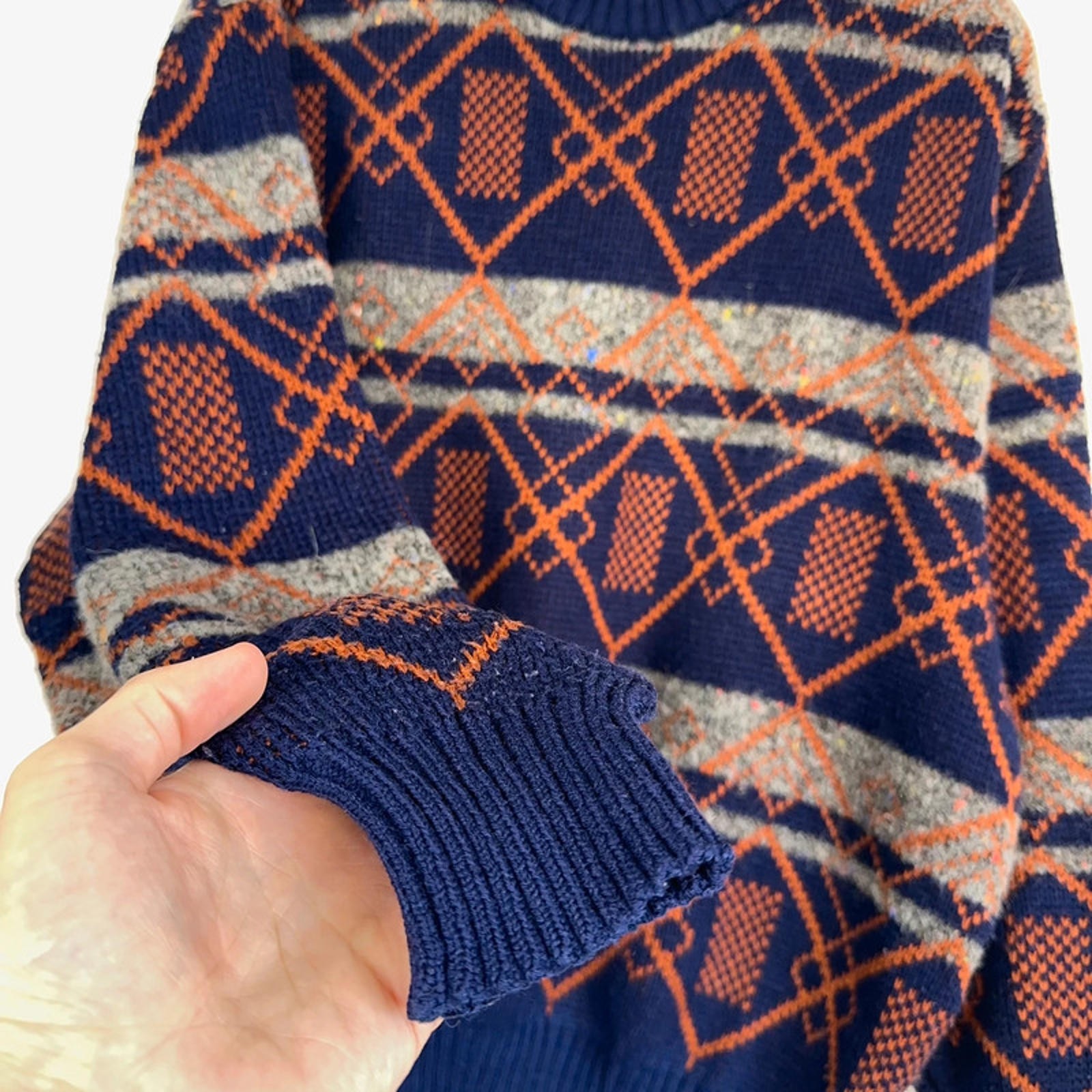 Vintage multicolour funky crazy pattern knit jump… - image 11