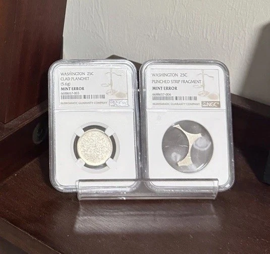 WASHINGTON 25c QUARTER, NGC CERTIFIED MINT ERRORS CLAD PLANCHET (5.6g) & WEBBING - Image 2 of 4