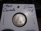Canada 1960 -  10 Cent Dime Canadian Coin - 80% Silver - ASW 0.06 Oz