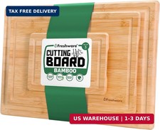 Freshware Wood Cutting Boards for Kitchen - Bamboo Cutting Board Set of 3, Cutti