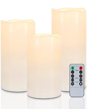 LED Candle Set with Remote Waterproof Flickering Outdoor Patio Decor